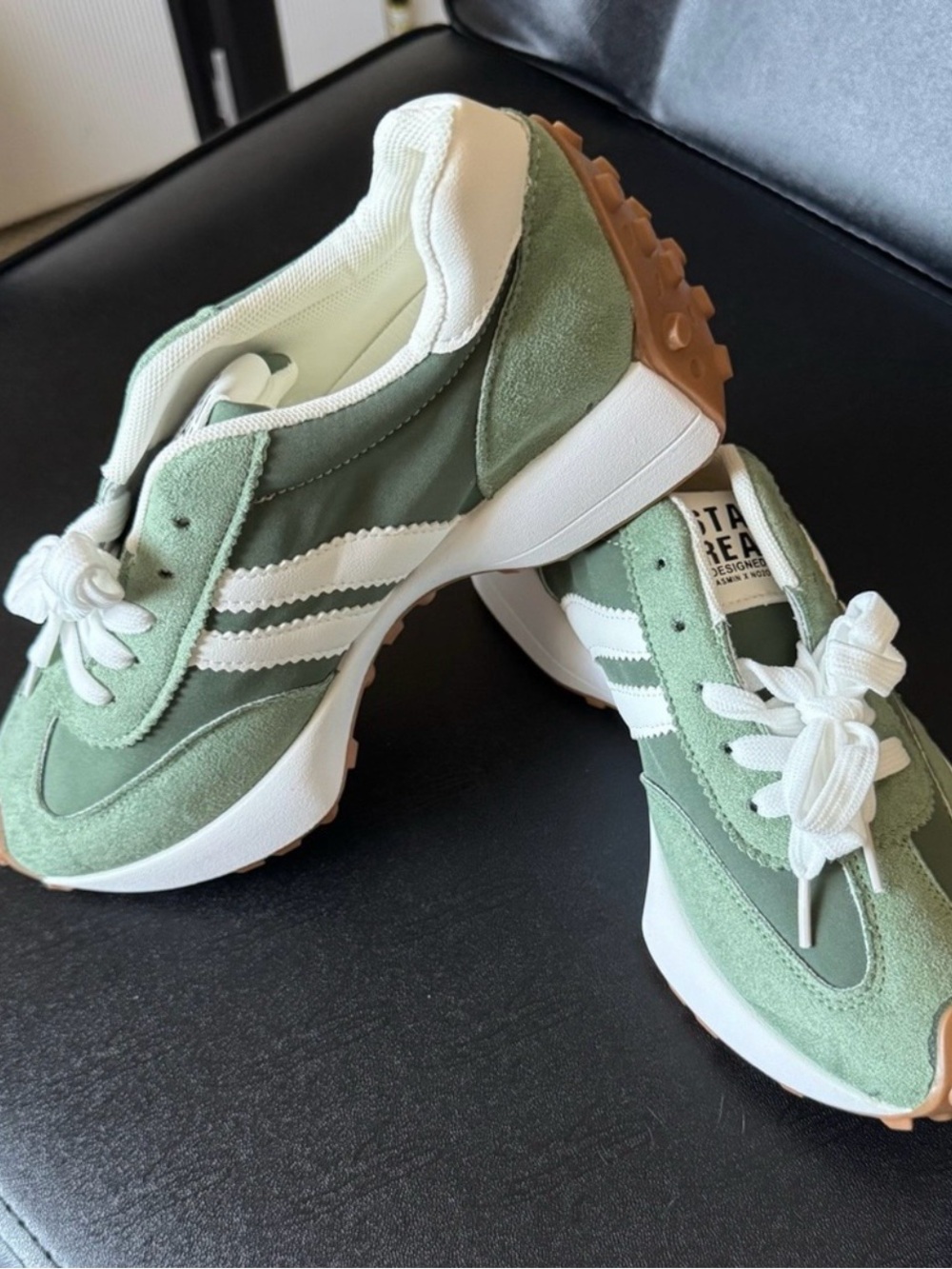 Runner Sneakers in Sage Green and White